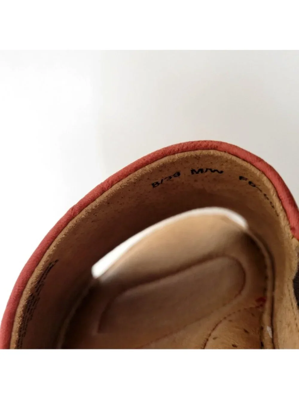 Born Women's Red Floral Embossed Cork Platform Slide Sandals Size 8 - Picture 9 of 11